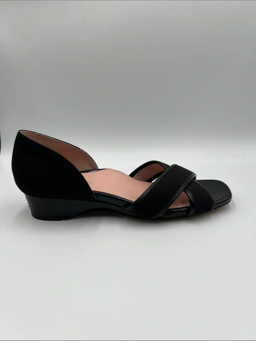 Taryn Rose Kaida d'orsay wedge sandal black comfort criss cross shoe women 9.5